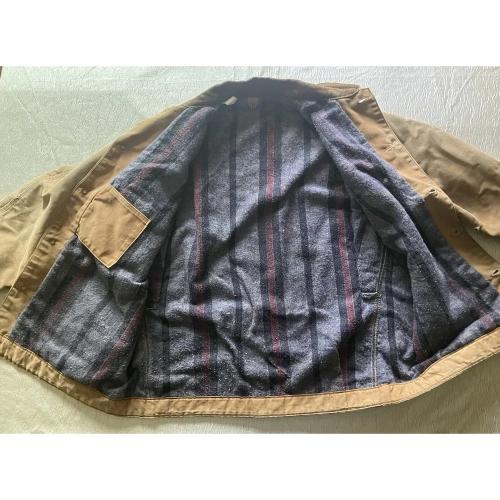 Carhartt Blanket Detroit Lined Canvas Chore Work Jacket 46 USA Made Pockets VTG